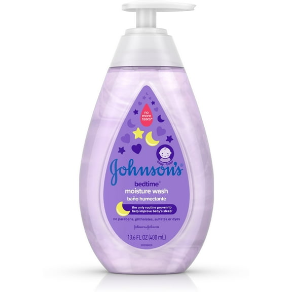Johnson's Tear-Free Bedtime Baby, Moisture Wash with Soothing 13.6 oz