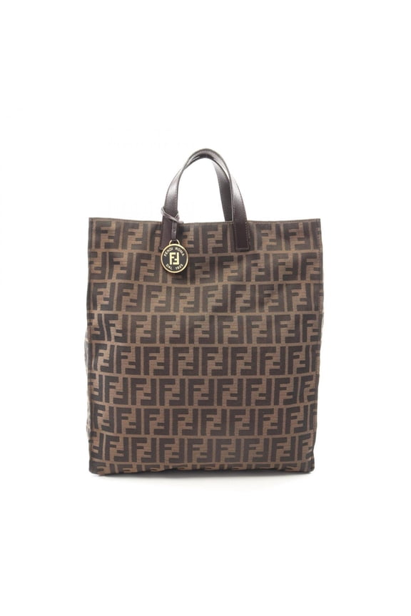 Pre-Owned Fendi Zucca Tote Bag Handbag, Canvas and Leather, Women's, Brown