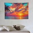 thumbnail image 3 of PRATYUS  Ocean Sunset Tapestry Beach Wave Wall Hanging Tapestries Sky Cloud Scenery Nature Palm Tree Tapestry Landscape Home Decor for Bedroom, Dorm, College, Living Room 60x40 Inch 60x40in, 3 of 7