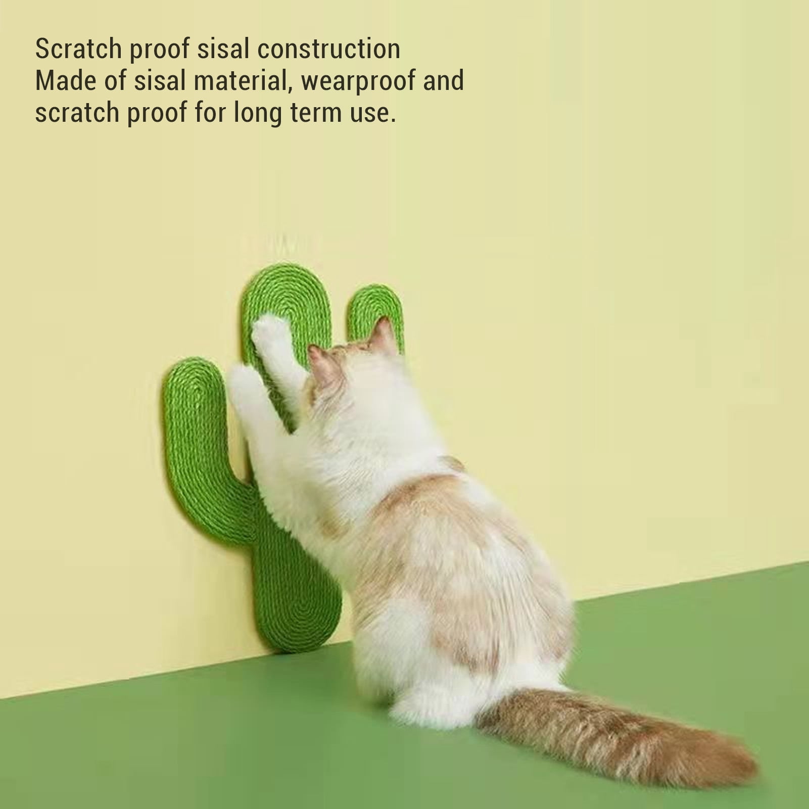 BIMZUC Cactus Cat Scratching Pad Suction Cup Sisal Scratch Mat Furniture Protector Wall Mounted Space Saving Toy (18.11 inches / 46 cm)