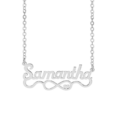 Personalized Script Name Necklace with Infinity on Tail and Heart
