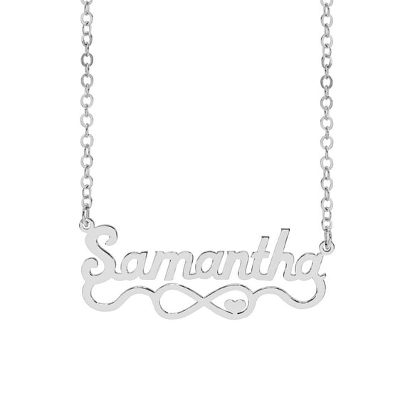 Personalized Script Name Necklace with Infinity on Tail and Heart