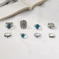 thumbnail image 4 of Bohemian Turquoise Ring for Women Western Rings Jewelry Stackable Knuckle Ring Set Vintage Rose Leaf Ring Set for Women, 4 of 12