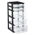 thumbnail image 3 of HOMZ 05565BKDC.02 Plastic 5 Drawer Medium Storage Tower, Black Frame, Clear Drawers, Set of 2, 3 of 10
