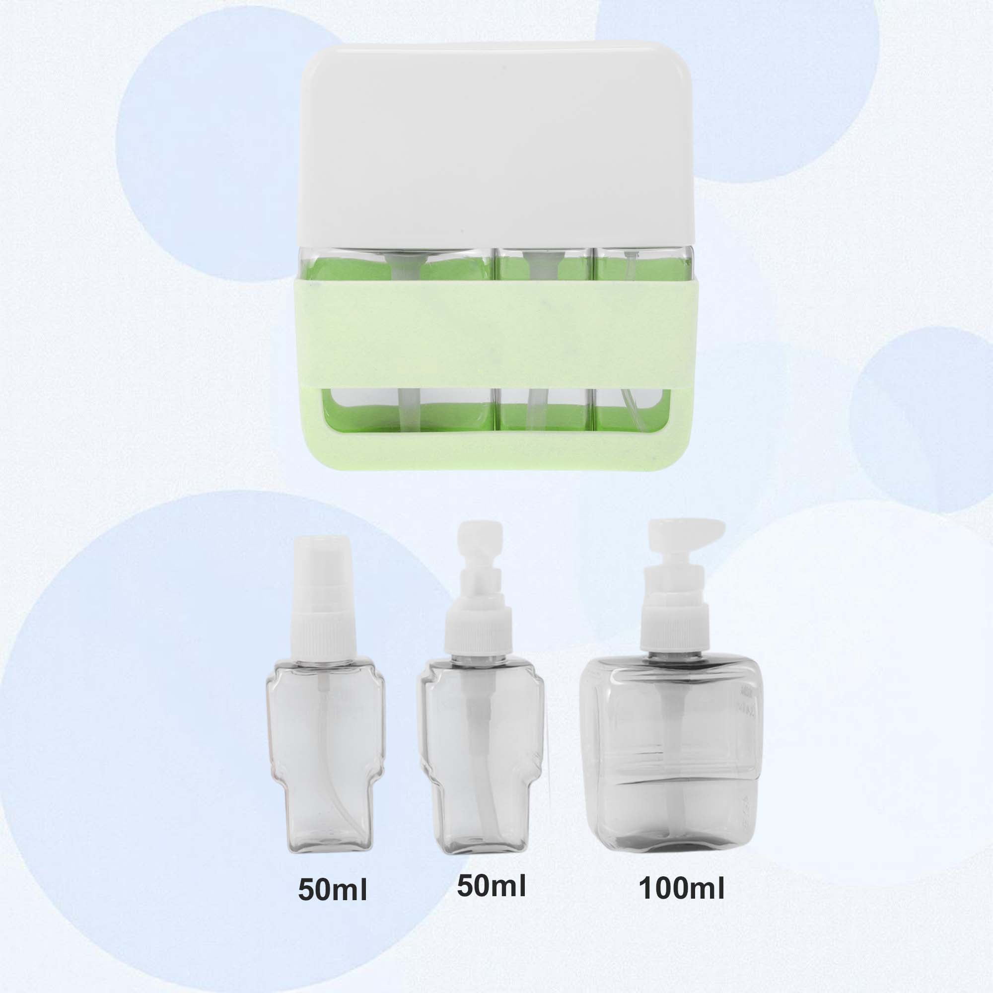 Unique Bargains Set of 3 Convenient Travel Containers Green