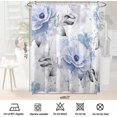 thumbnail image 5 of Blue Flowers and Grey Leaves Shower Curtain Sets,Watercolor Rose Floral Bathroom Curtains,Modern Minimalist Bath Curtain, Waterproof Fabric with 12 Hooks 72x72 Inches, 5 of 6