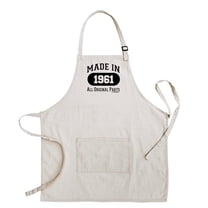 65th Birthday Gifts For Women Made In 1961 All Original Parts Two Pocket Adjustable Bib Apron Cream