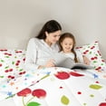 thumbnail image 5 of Homewish Cartoon Cherry 7-Piece Bedding Comforter Set,Sweet Cherries King Bedding Sets,Red White Green Bed Sheets For Girl,Microfiber Bedroom Decor Reversible, 5 of 9