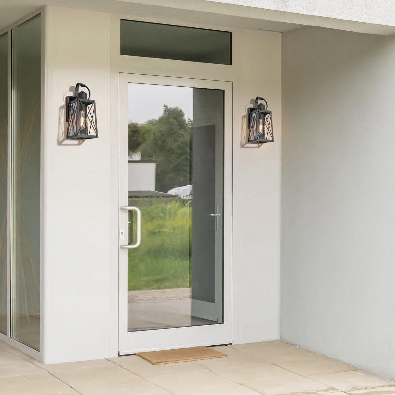 LNC 1-Light Black Farmhouse Outdoor Lantern Wall Sconce, 6" L x 12.75" H x 5.5" W