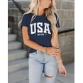 thumbnail image 4 of Camiseta INFITTY para mujer con la bandera estadounidense del 4 de julio, azul marino, 4 of 4