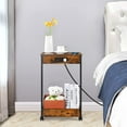 CShaped Rolling End Table with Charging Station, Sofa Side Table with