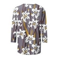 thumbnail image 5 of Amidoa Floral Women Tops Plus Size 3/4 Sleeve Gray Crewneck Graphic Tees Womens Shirts XL, 5 of 5