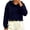 Navy, variant on Awwp Women's Cropped Scalloped Long Sleeve Pullover Hoodies Fleece Lightweight Loose Fitting Drop Shoulder Sweatshirt Beige L