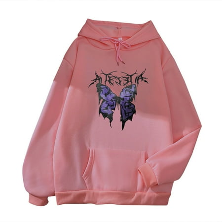 

JDEFEG Lightweight Pullover Women Topslong Sleeve Pocketdailyloose Blouses Tops Christmas Scrub Too Hoodies for Women Sweatshirts Polyester Pink M
