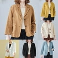 thumbnail image 4 of YANHAIGONG Blazers for Women Business Casual Women's Solid Color Casual Long Sleeve Suit Jacket Button Cotton And Linen Work Office Blazers Jacket Blouse Blazers For Women Clearance, 4 of 4
