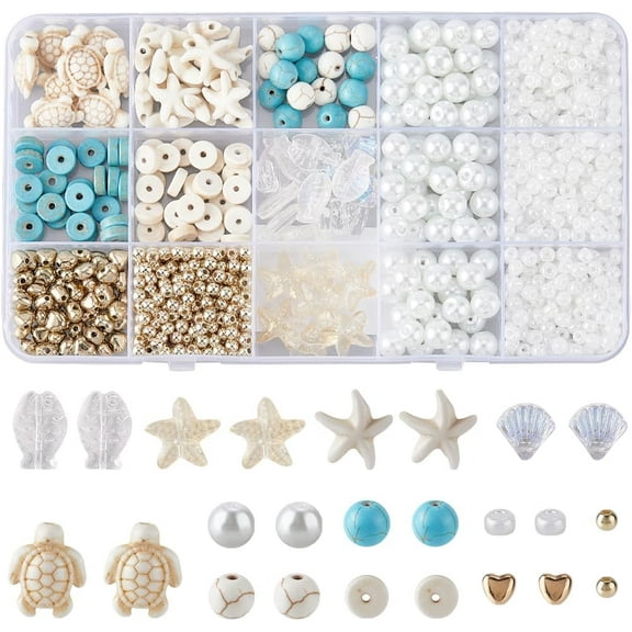 Ocean Theme DIY Beads Kits including Glass Beads Gemstone Beads Beads: 1080pcs