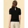 thumbnail image 3 of Allegra K Blusa De Chifón Con Lunares Suizos Para Mujer, Manga Corta Abullonada, Tops Negro S, 3 of 4
