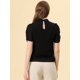 thumbnail image 3 of Allegra K Blusa De Chifón Con Lunares Suizos Para Mujer, Manga Corta Abullonada, Tops Negro S, 3 of 4