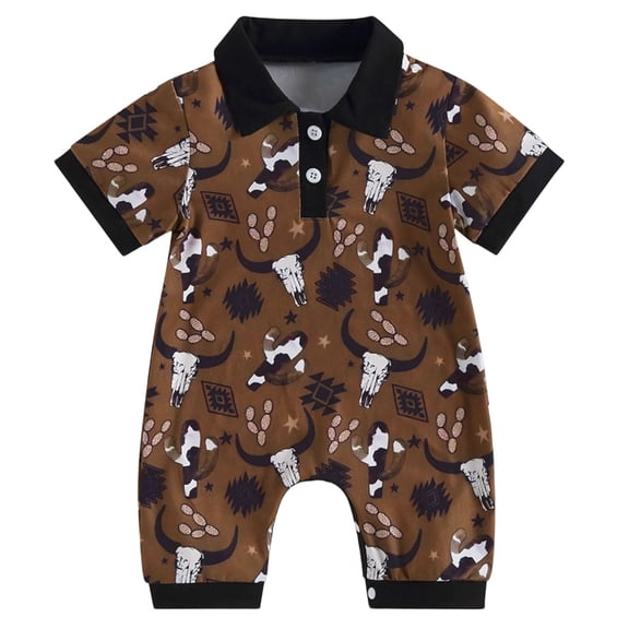 Baby Newborn Romper ClothesCotton for 6-12 Months Infant Western Baby Cowboy Clothes Neutral Fall Romper Outfit For Boy Girl Infant Print Jumpsuit