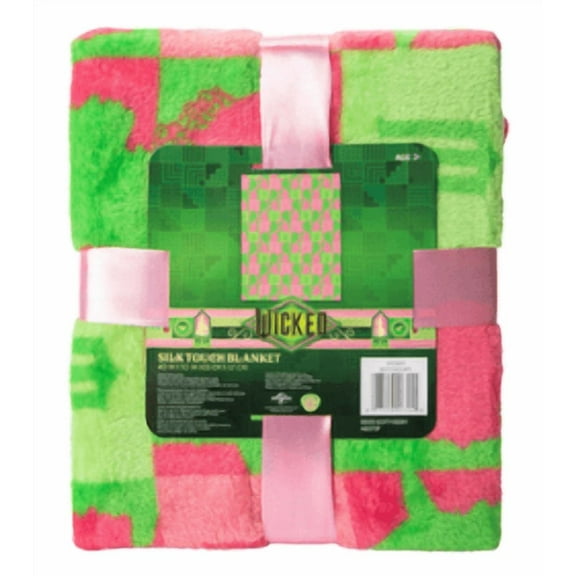 Wicked Silk Touch Travel Throw Blanket Pink/ Green