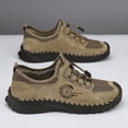 thumbnail image 5 of Mens Casual Sandals Breathable Outdoor Summer Hollow Mesh Non-slip Beach Hiking Leather Closed Toe Handmade Water Shoes Brown 9 US, 5 of 7