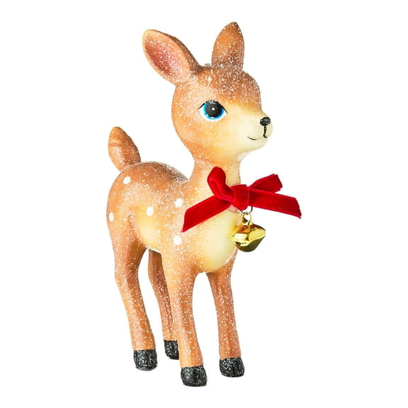 Standing Deer with Bell Christmas Tabletop Decoration, Brown, 5.31", by Holiday Time