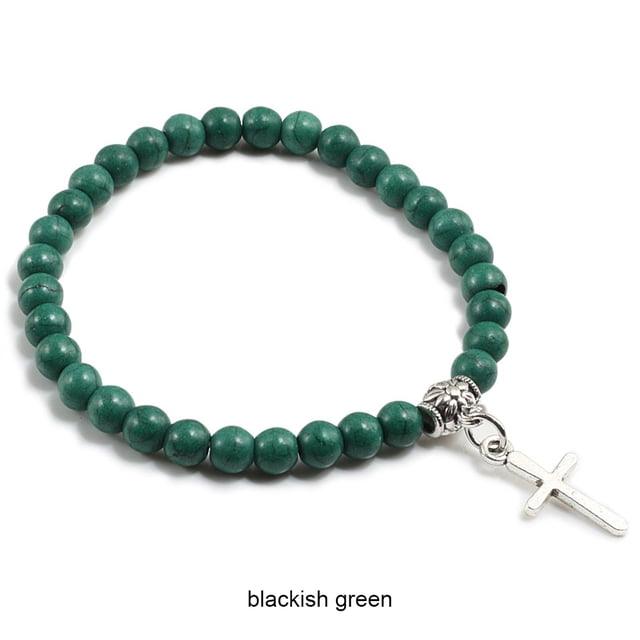maskred Adjustable Cross Pendant Bracelet Gift For All Occasions Wide Application Cross Pendant Bracelets blackish green 1Set
