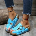 thumbnail image 6 of AnuirheiH Casual Tassel Sandals for Women, Vintage Bohemian Open-Toe Sandals Flat Flip-Flops Beach Sandals Shoes Roman Sandals(Light blue）, 6 of 9
