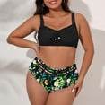 thumbnail image 3 of Womens Swimsuits Summer Spring Vacation Bikini Split Chest with Round Beads Plus Size Tankini Swimwear Green, 3 of 4