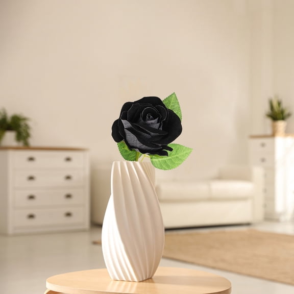 10 PCS Black Artificial Roses, Fake Rose Bouquet with Stems for Wedding, Bridal, Valentine’s Day, Mother’s Day, Home Decor, Black