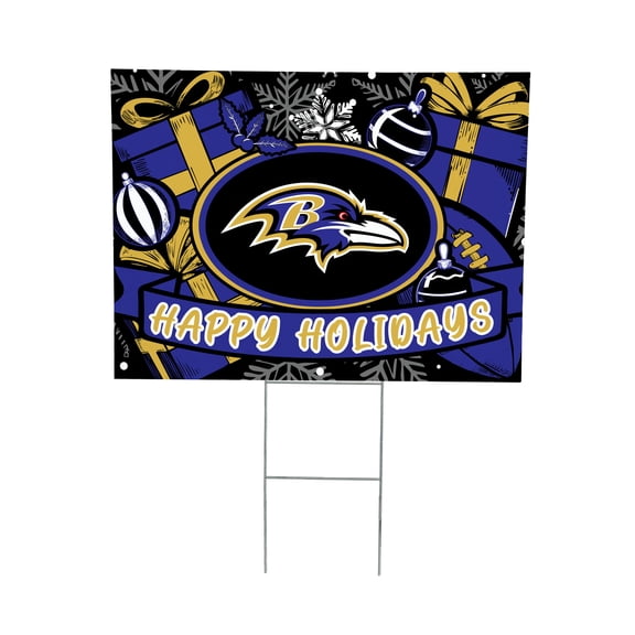 Baltimore Ravens 24" x 18" Happy Holidays Christmas Outdoor Staked Yard Sign