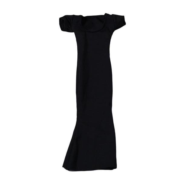 Ropa femenina a escala 1/6 para figura de acción de 12 pulgadas, disfraz de manga corta, bodycon Negro