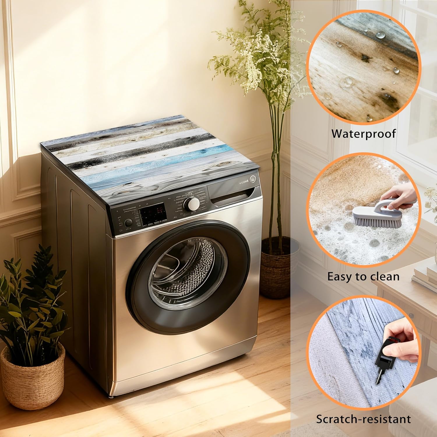 Washer and Dryer Covers for the Top 23.6" X 19.7", Washer and Dryer Top Protector Mat, Non Slip Washing Machine Dust Cover Pad for Laundry Room Kitchen Home Decor
