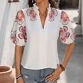 thumbnail image 5 of DPTALR Women's Fashion V-Neck Printed Puff Sleeve T-Shirt,White,Size XXL, 5 of 8