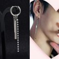 thumbnail image 1 of Pendientes de tuerca de acero inoxidable coreano KPOP para mujer, cadena de plumas de luna para hombre, pendientes Punk geométricos cruzados, joyería de Hip Hop Unisex Tan Jianjun unisex, 1 of 2