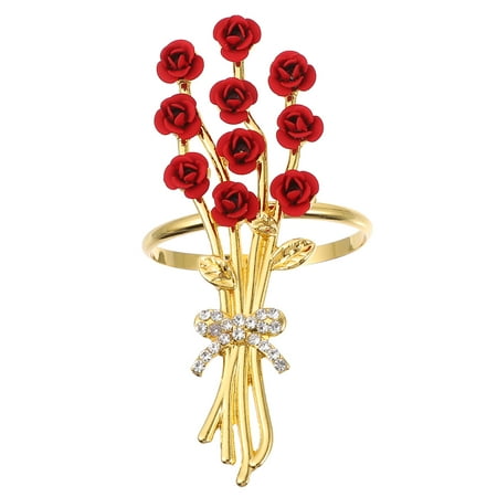 

OUNONA Rhinestone Roses Napkin Buckles Valentine s Day Napkin Rings Flower Napkin Holders