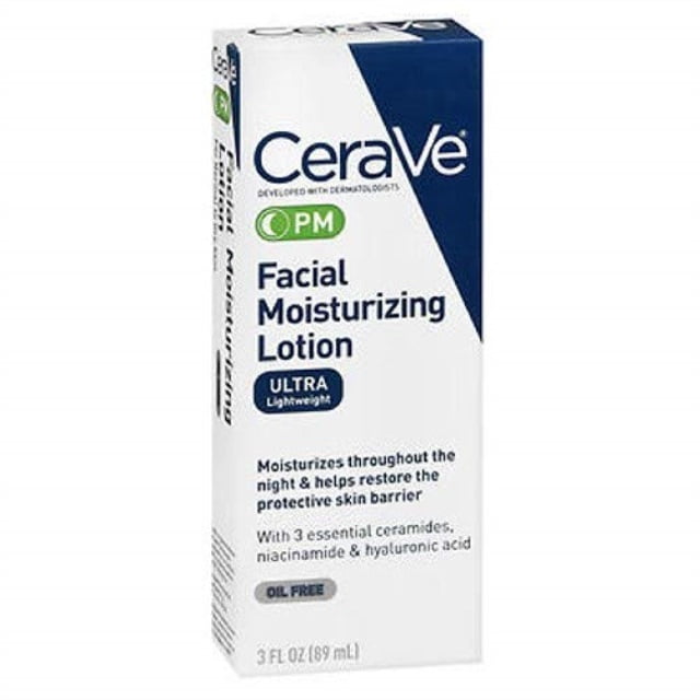 cerave facial moisturizing lotion pm ultra lightweight 3 oz (packs of 2