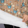 thumbnail image 3 of Oversized Wearable Blanket Hoodie,Brown Highland Cow Bucket Flower Pattern Sherpa Blanket Hoodie with Super Pockets,Super Warm Fuzzy Pullover for Women & Men, 3 of 6