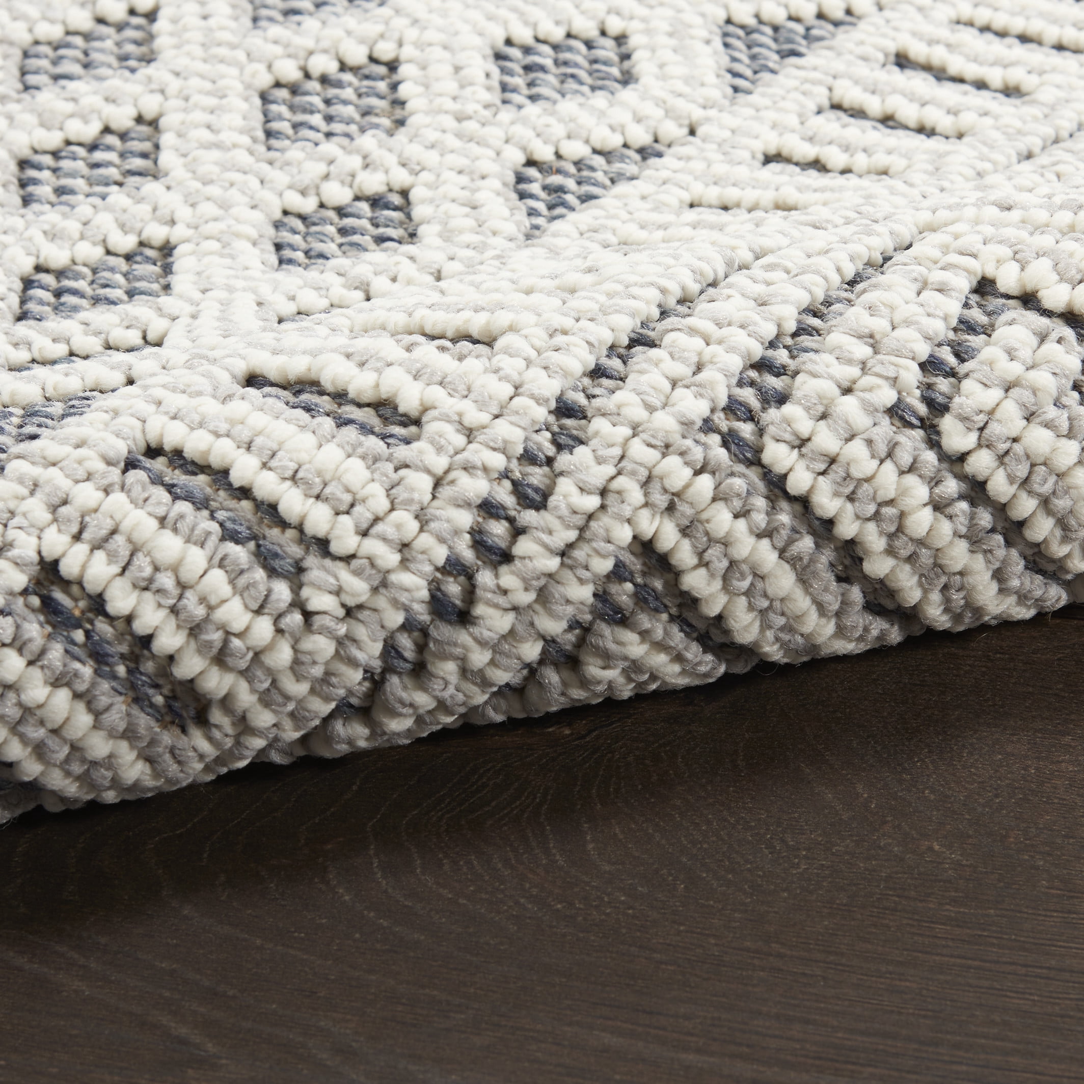 Nourison Paxton Modern & Contemporary Ivory/Slate 4' x 6'2" Area Rug, (4x8)