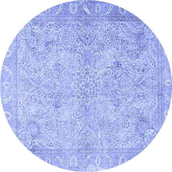 Ahgly Company Indoor Round Oriental Blue Traditional Area Rugs, 7' Round