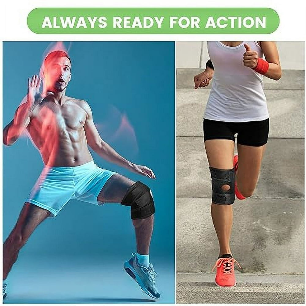 EIMELI 2 Pack Knee Brace with Lateral Stabilizers for Meniscus Tears Knee Pain ACL Medial Collateral Ligament Injury Recovery Adjustable Knee Support for Men Women for Knee Pain Support F