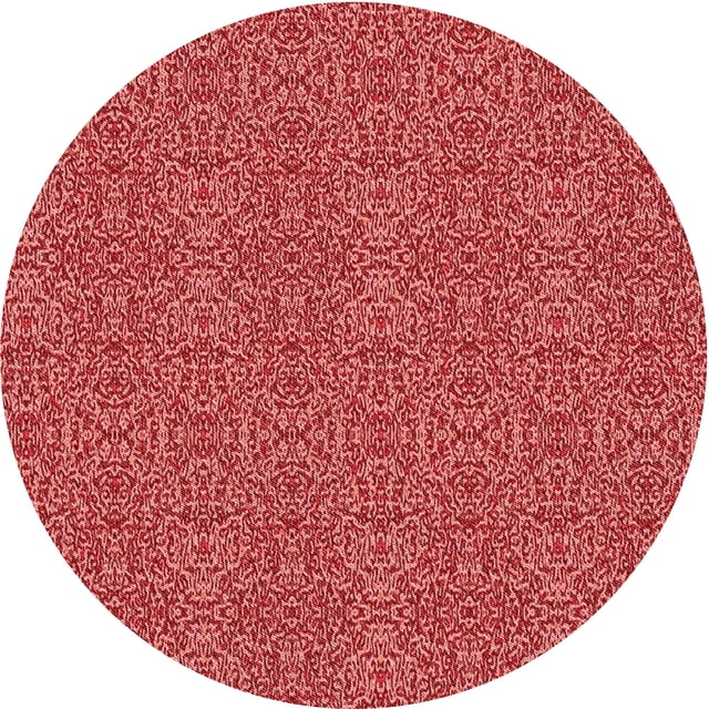 Ahgly Company Tapis d'Intérieur Rond Lavable en Machine Rouge Transitionnel, 4 Pieds Rond