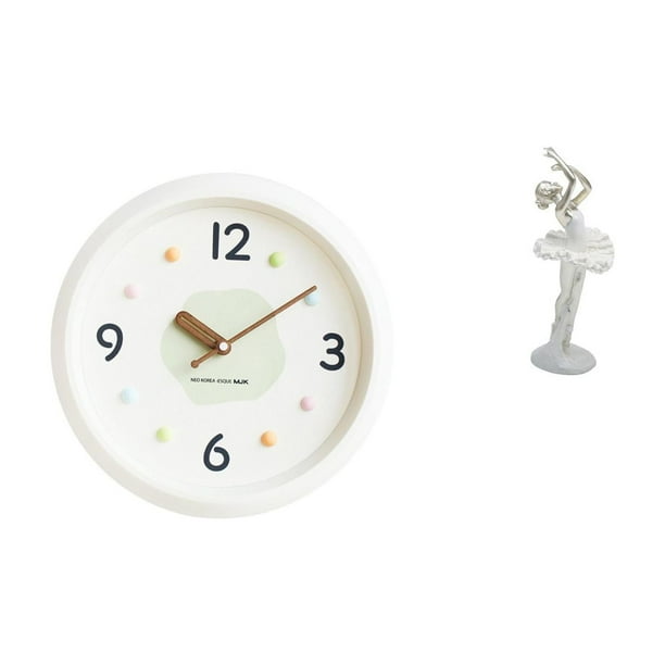 Reloj de pared moderno con números y movimiento silencioso, con escultura artística de bailarina para decoración del hogar, la oficina y el do