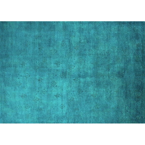 Ahgly Company Indoor Rectangle Oriental Turquoise Blue Industrial Area Rugs, 7' x 9'