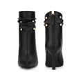 thumbnail image 2 of BLISSFUL STEP Women's Ankle Boots Stiletto Heel Pointed Toe Rivet Decor Back Zip Boots Black 5.5, 2 of 7