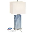 thumbnail image 3 of 360 Lighting Connie Modern Table Lamps 25" High Set of 2 Blue Faux Marble with USB Charging Port Table Top Dimmers White Shade for Bedroom Office Desk, 3 of 9
