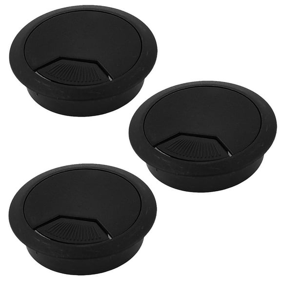 Unique Bargains 60mm Black PC Desk Table Grommet Cable Tidy Wire Hole Cover Black x 3