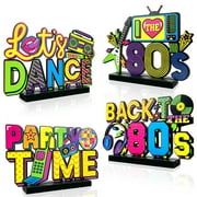 80s Party Decorations CORNET 4Pcs 80s Table Centerpieces 1980s Hip Hop Party Table Favors Retro 80's Table Toppers Centerpieces for 80s Theme Party Supplies