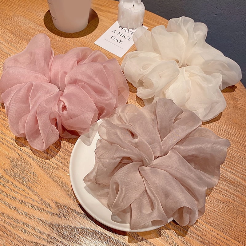 Woman Large Organza Scrunchies Girls Sweet Chiffon Rubber Tie Band Elastic Hair Bands Ponytail Holder Ins Hair Accessories