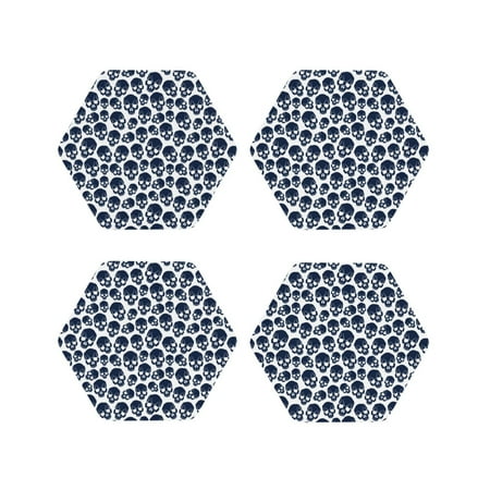 

Tideii black Skull white for Leather Coasters 4 Pieces Anti-fouling and Anti-scalding Decorative Coasters Suitable for Restaurants Kitchens Coffee Shops-Hexagon